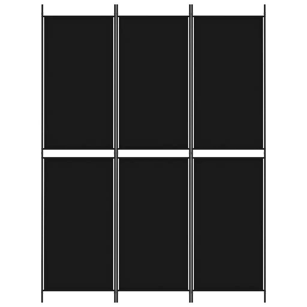 Divisorio Ambienti | Divider per stanze | Paravento a 3 Pannelli Nero 150x200 cm in Tessuto