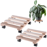 Supporto per vaso da fiori KADAX, fioriera in legno su ruote, piattaforma quadrata 30 cm