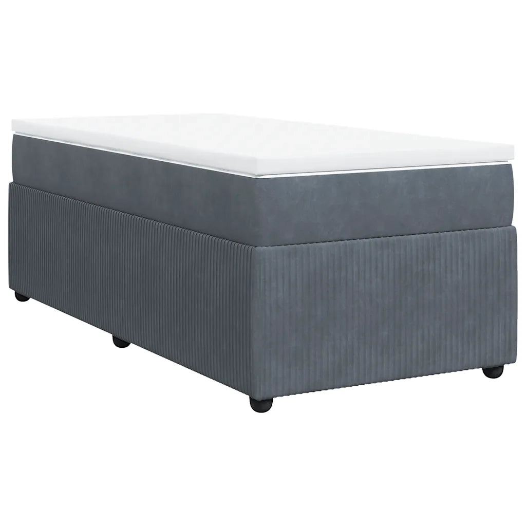 Giroletto a Molle con Materasso Grigio Scuro 80x200 cm Velluto