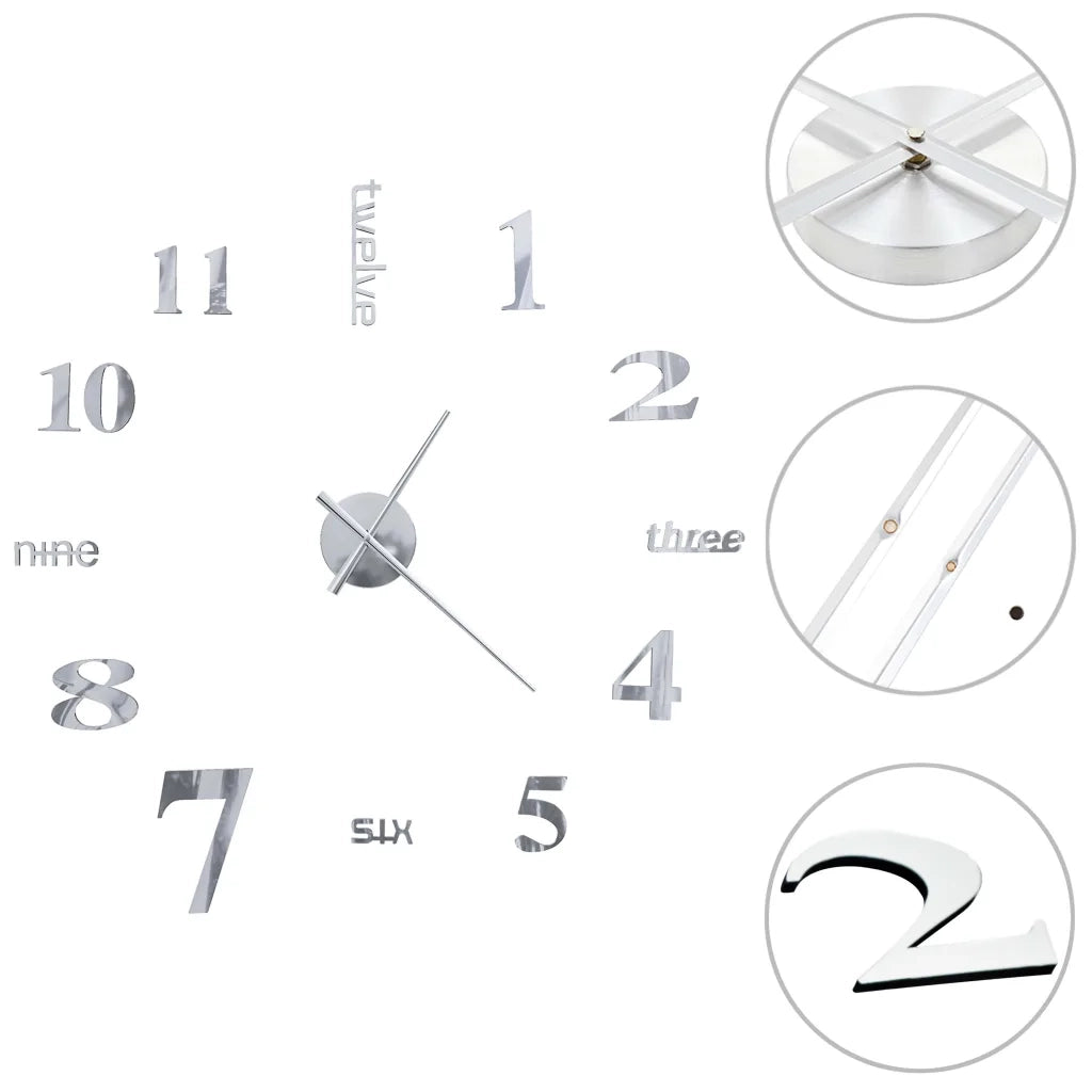 Orologio da Parete 3D in Stile Moderno 100cm XXL Argento CFW5321746
