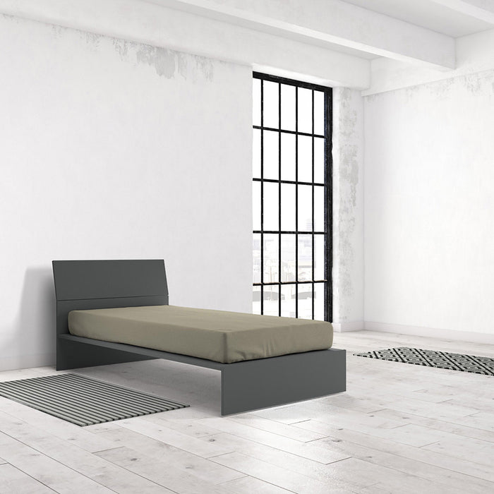 Lenzuolo Sotto con Angoli ed Elastico Tinta Unita Tortora 1 Piazza e Mezzo Francese