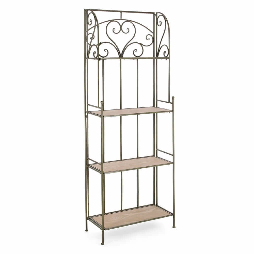 Scaffale in Metallo Bianco con 4 Piani in MDF Stile Romantico - GUSE