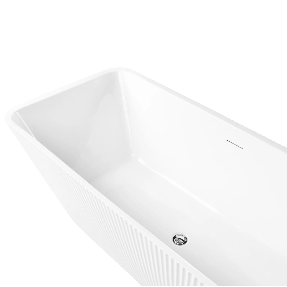 Vasca da bagno freestanding in acrilico design moderno con bordi scanalati 170 cm bianca