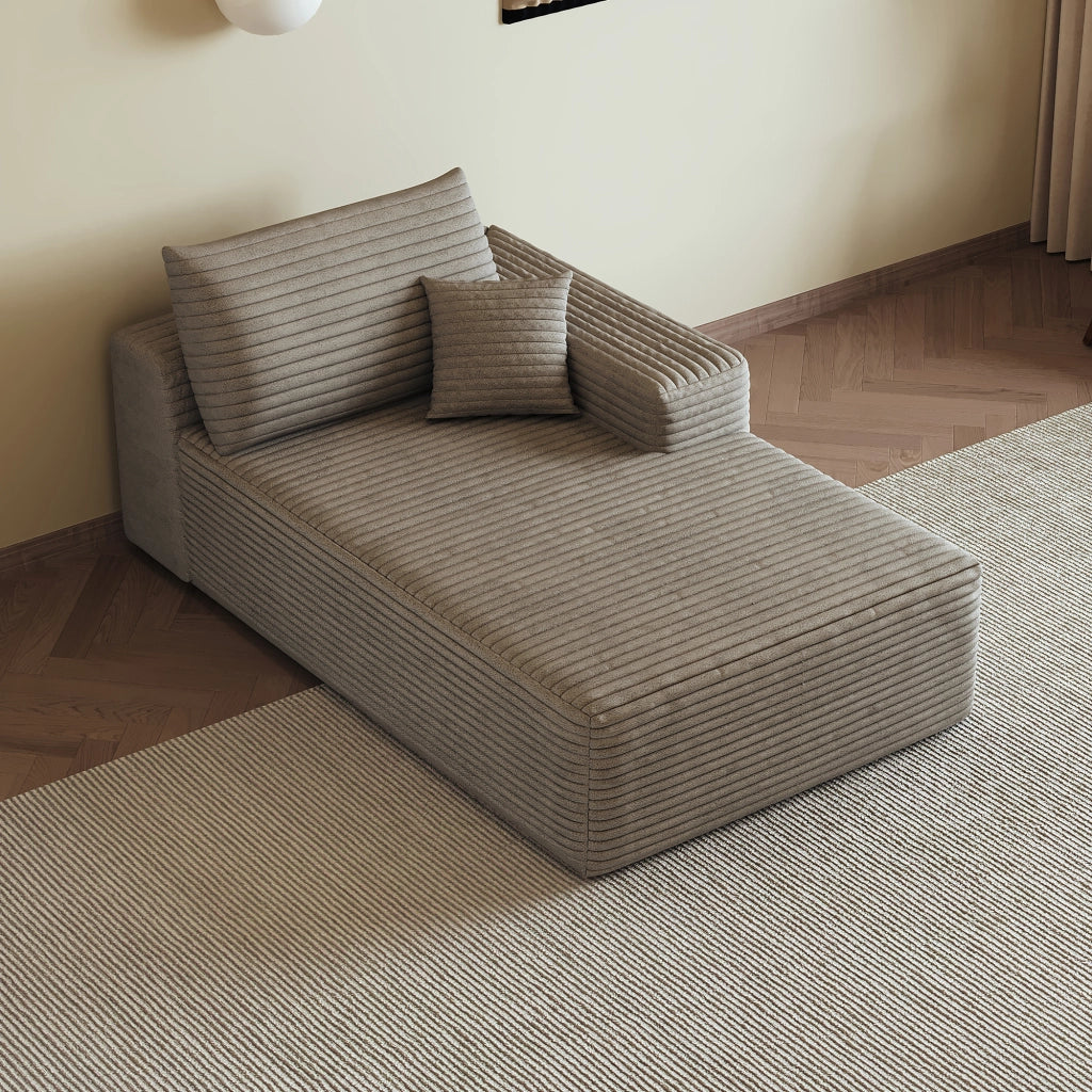 DIVANO LETTO Chaise longue reversibile in tessuto Camel