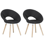 Set di 2 sedie da pranzo rivestimento in tessuto Nero gambe in legno chiaro stile moderno eclettico