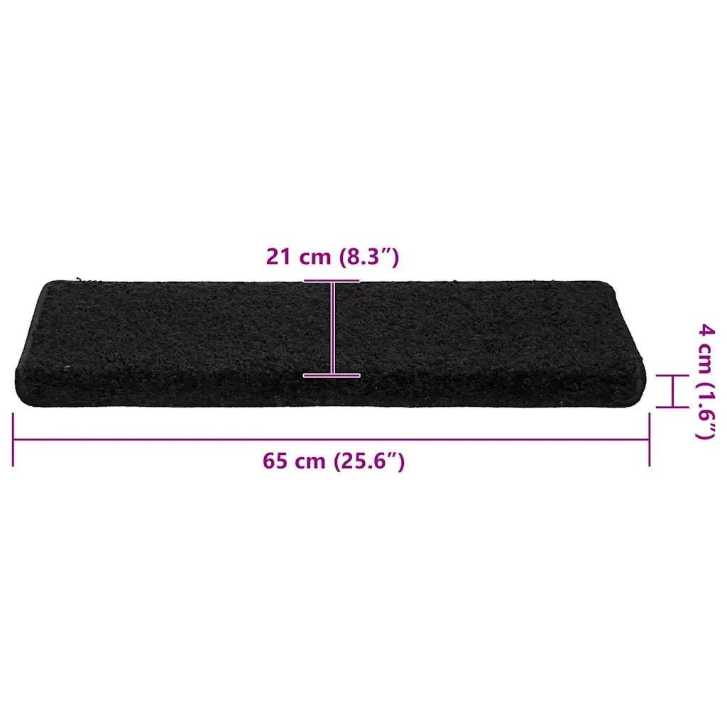 vidaXL Tappetini per scale 30 pz 65x21x4 cm Nero Bordo rettangolare
