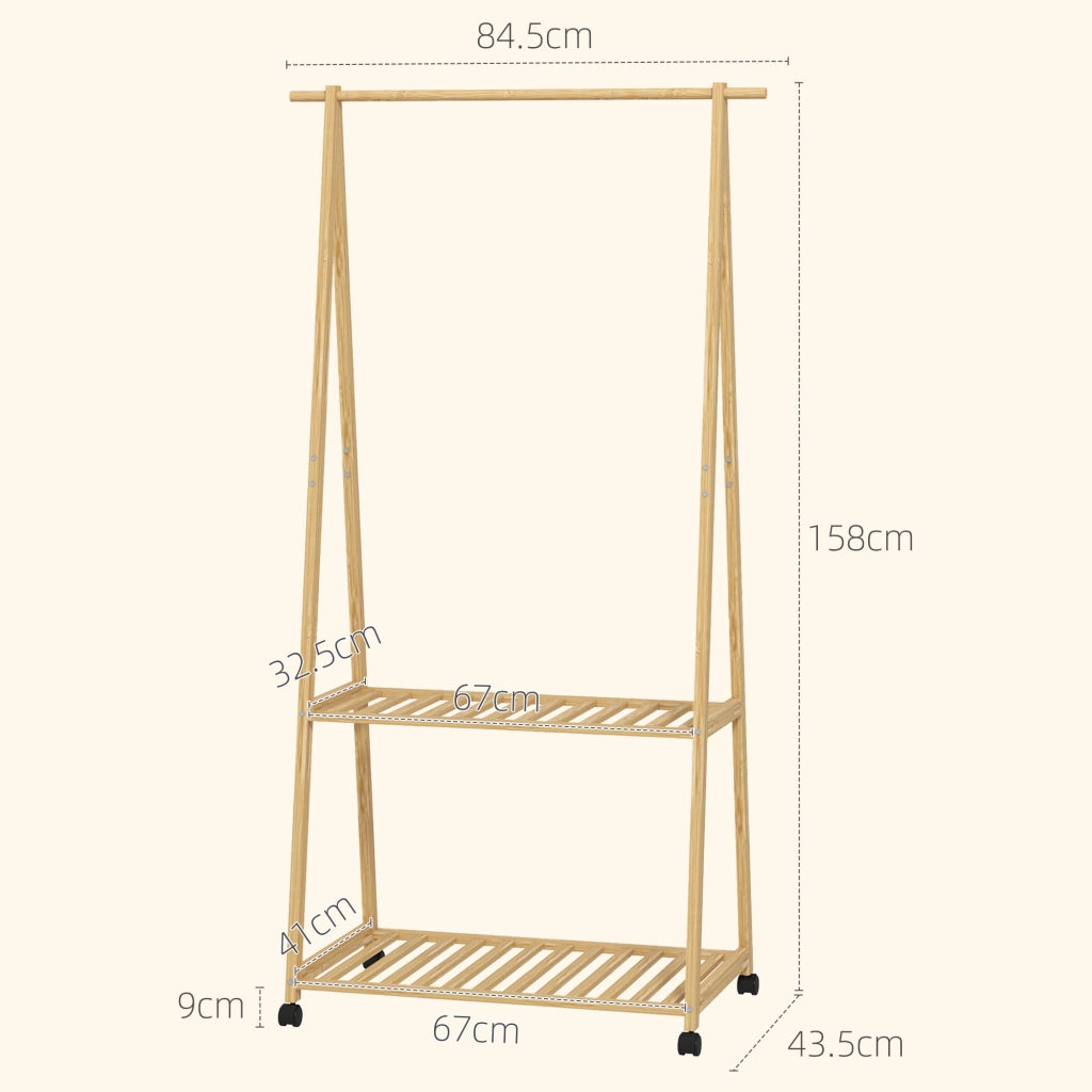 Appendiabiti con Ripiano per Scarpe ¨C zephmum ¨C 2 Ganci, Bamb¨´ Naturale