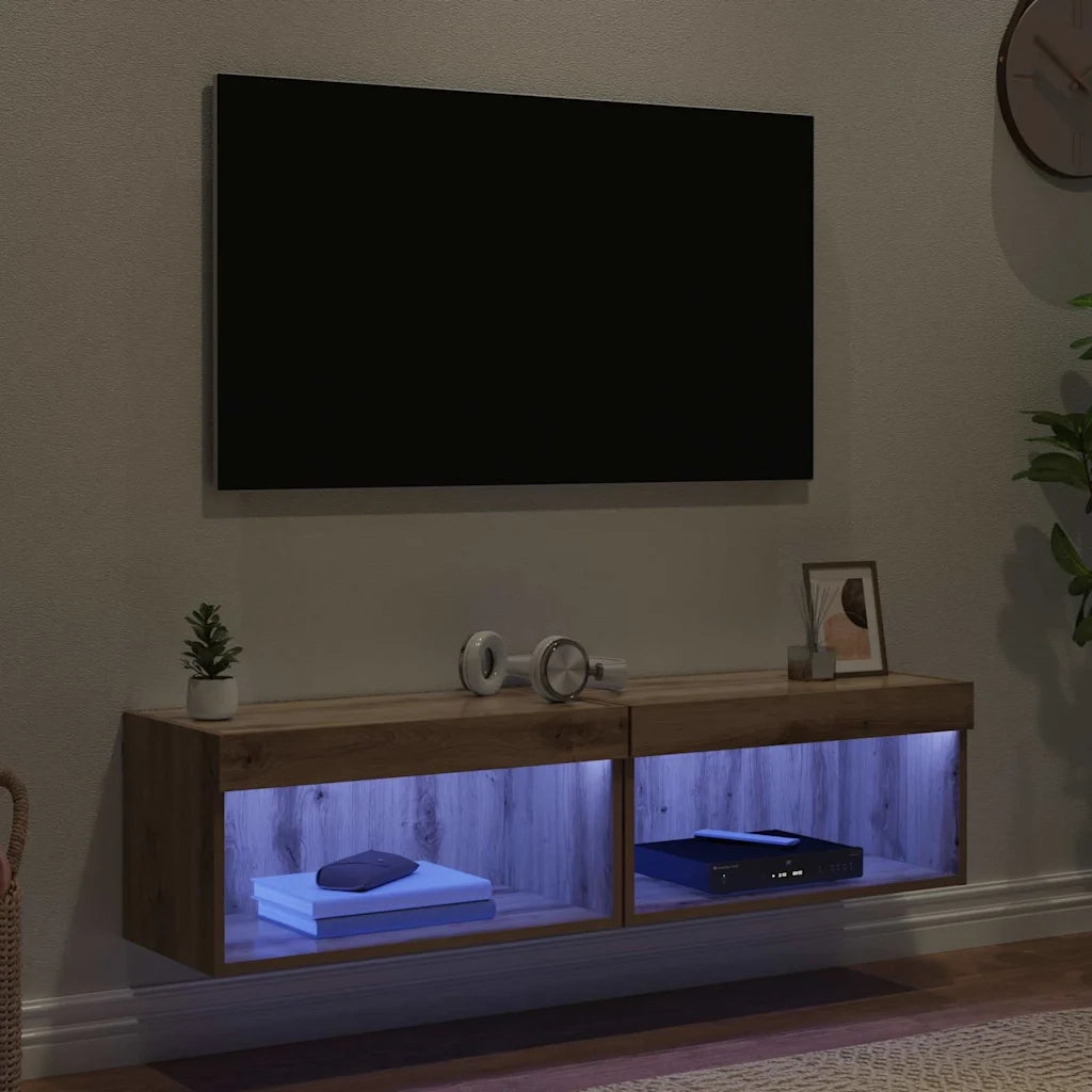 Set mobile TV con LED 2 pcs Rovere artigianale 60 x 30 x 30 cm 882963