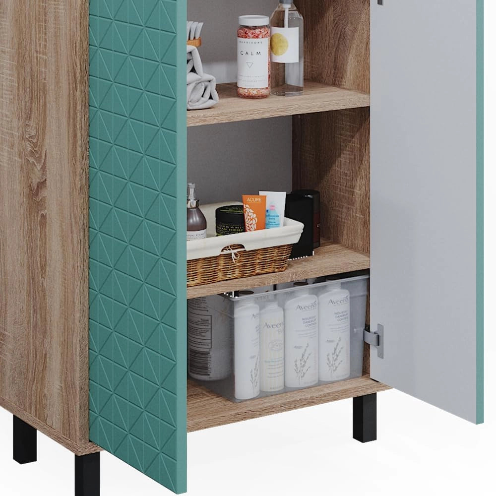 Mobiletto bagno Agasta, Verde menta, 56.2 x 83.2 cm, combinabile con i mobili Agasta per riporre oggetti in bagno