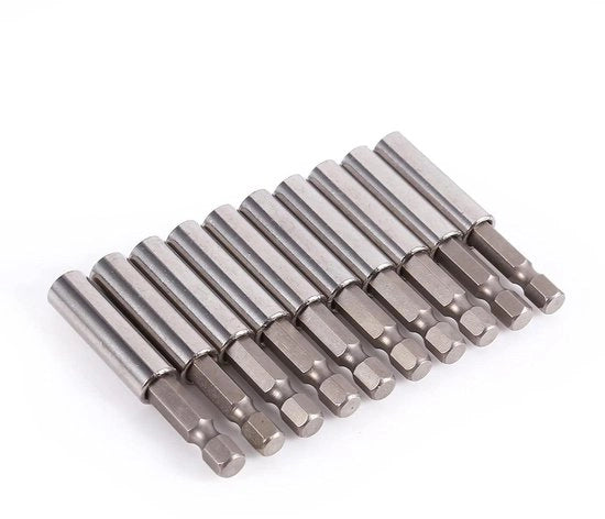 Estensione magnetica 1/4" - 10 pezzi 
Otturatore per trapano 1/4" magnetico - 10 pezzi 
Set di otturatori per trapano 1/4" magnetici - 10 pezzi 
Supporto per bit elettrico con estensione magnetica 1/4
