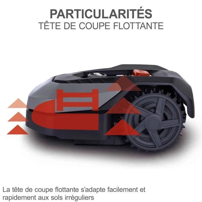 Rasaerba robot connesso Scheppach RoboCut L500 400 m2 con stazione di ricarica  Fino a 400 m  Sensore pioggia  Wi-Fi e Bluetooth