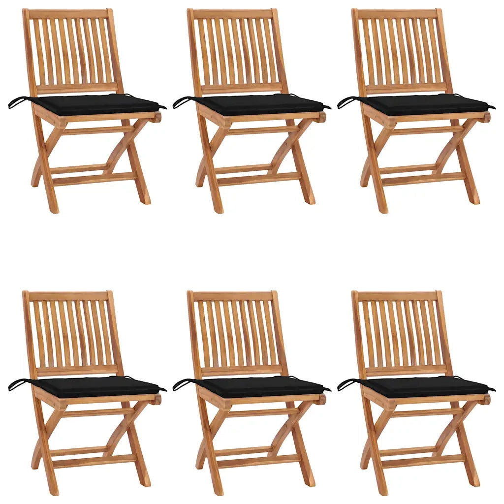 Sedie da Giardino Pieghevoli con Cuscini 6 pz Massello di Teak cod mxl 72176