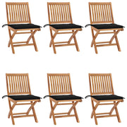 Sedie da Giardino Pieghevoli con Cuscini 6 pz Massello di Teak cod mxl 72176