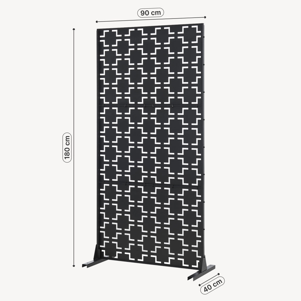 Pannello Divisorio Basciano Struttura Traforata in Acciaio 180 x 90 cm Nero casa.pro