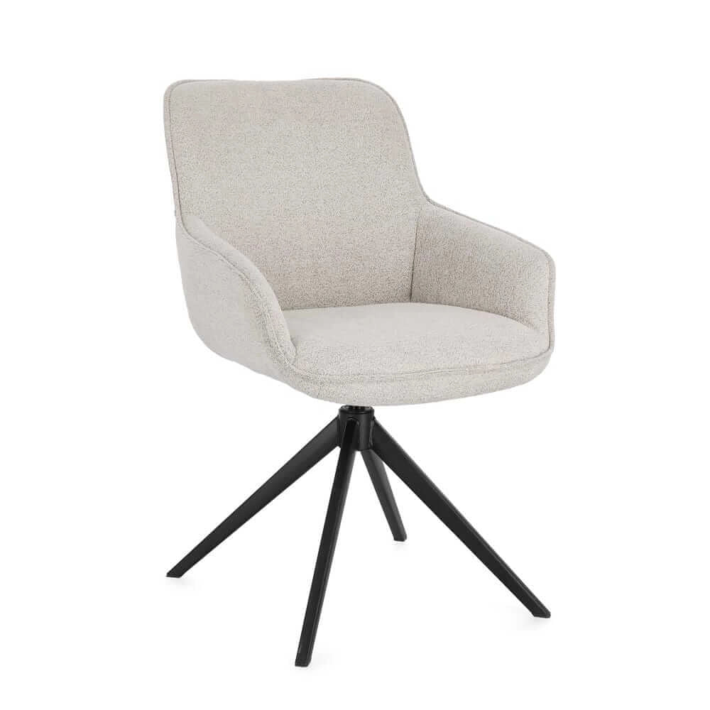 Set di 2 Sedie con Braccioli Imbottite in Tessuto a Coste Gambe in Acciaio - FIONA