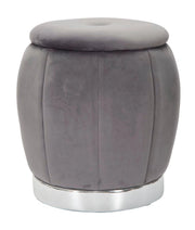 Puff Contenitore Paris Ø43x43 cm in Legno Spugna e Poliestere Grigio e Argento