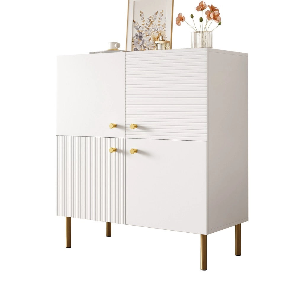 Credenza Moderna ¨C Xylo ¨C Bianco MDF, Gambe in Metallo, Maniglie in Lega Zinco