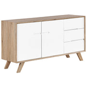 Madia credenza Bianca Legno Chiaro 3 Cassetti 2 Armadi Design Moderno Scandinavo