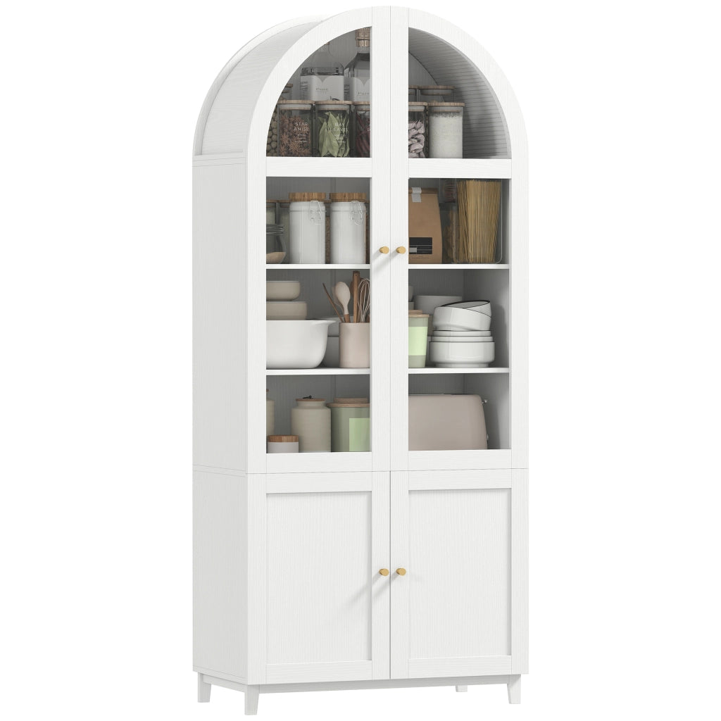 Armadio da cucina, vetrina con 4 ante di cui 2 in acrilico e ripiani regolabili ¨C zephmum ¨C 78x40x180 cm, bianco