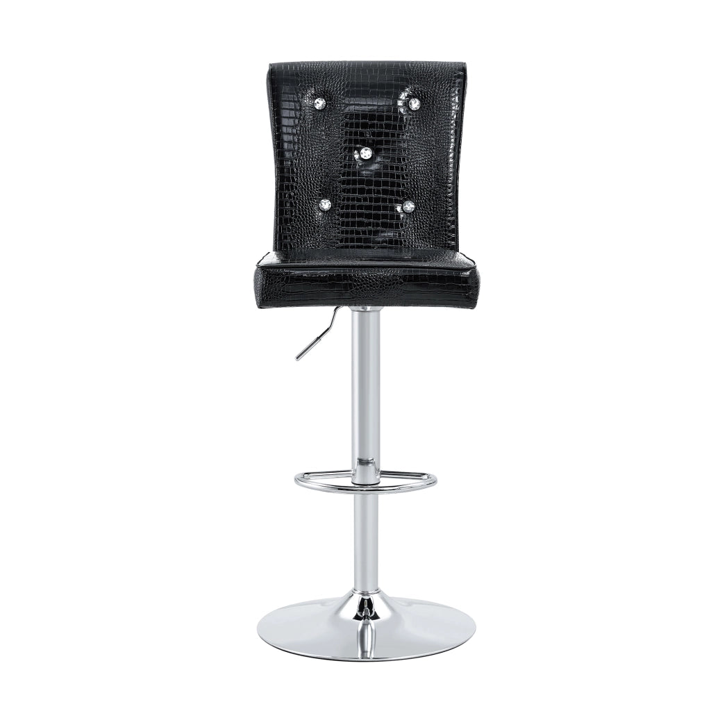 Sedie da Bar Vintage Set 4 Pezzi ¨C MINIMAL ¨C Similpelle Nera con Design a Cristallo