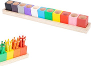 Cassetta per matite in legno, cassa per matite in legno massello, cassetta per matite in legno, organizzatore per matite Montessori per bambini, 11 contenitori organizzatore per matite Montessori per ufficio, casa, scuola, 44,4 x 6 x 6,3 cm