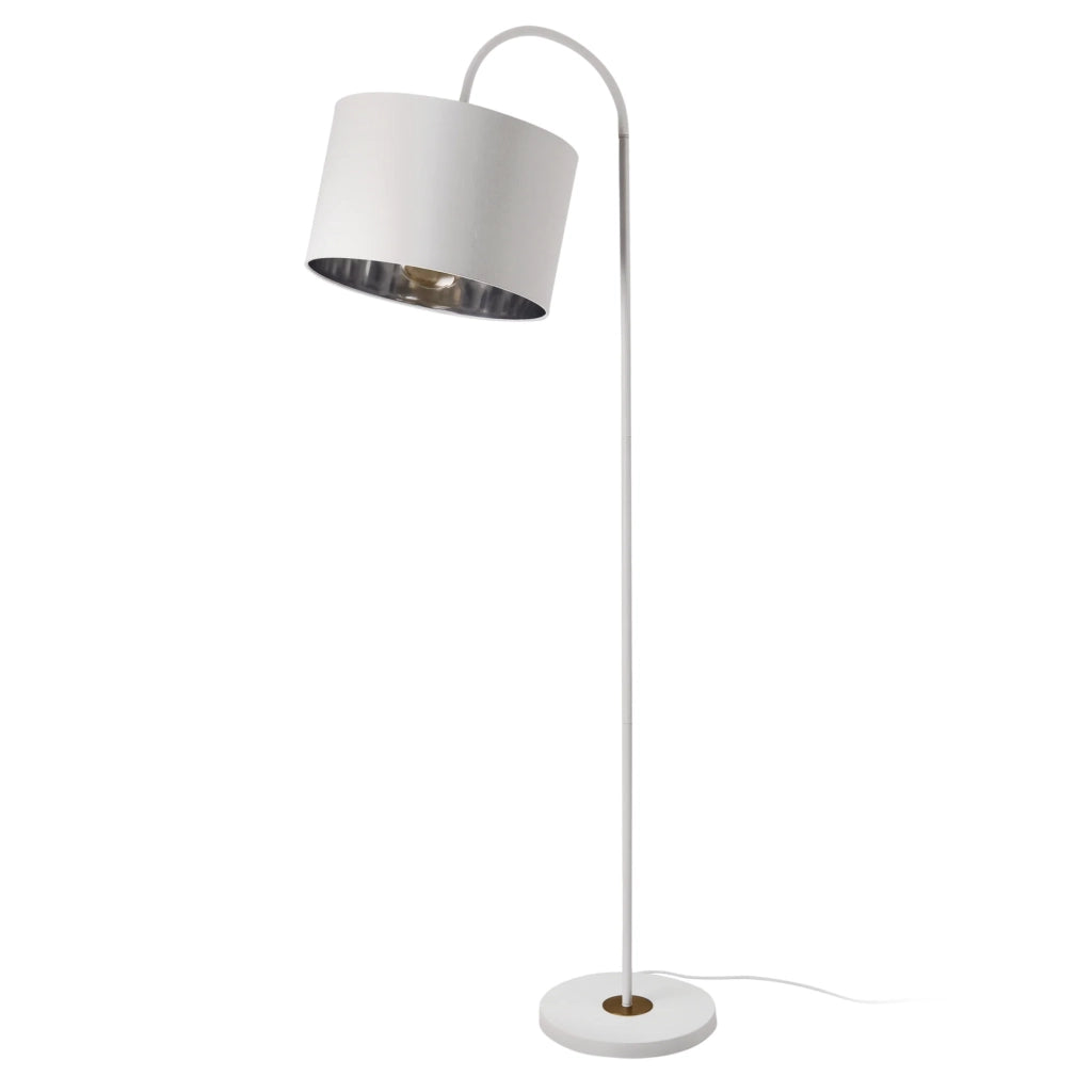 Lampada da terra moderna design in metallo e tessuto 173 cm bianco 03_0005251