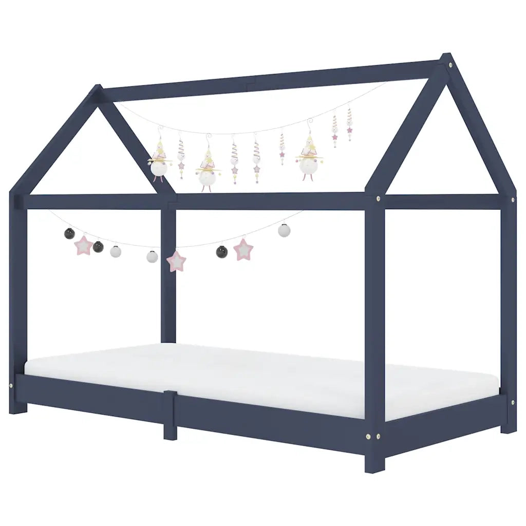 Giroletto per Bambini-Struttura Letto Bambini Grigio in Legno Massello di Pino 80x160cm 789335