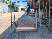 Altalena da Giardino per 2 Persone, Panca Sospesa in Legno di Acacia con Schienale Ergonomico e Morbido Cuscino, Panchina da Appendere per Giardino e Cortile, Portata 360 kg