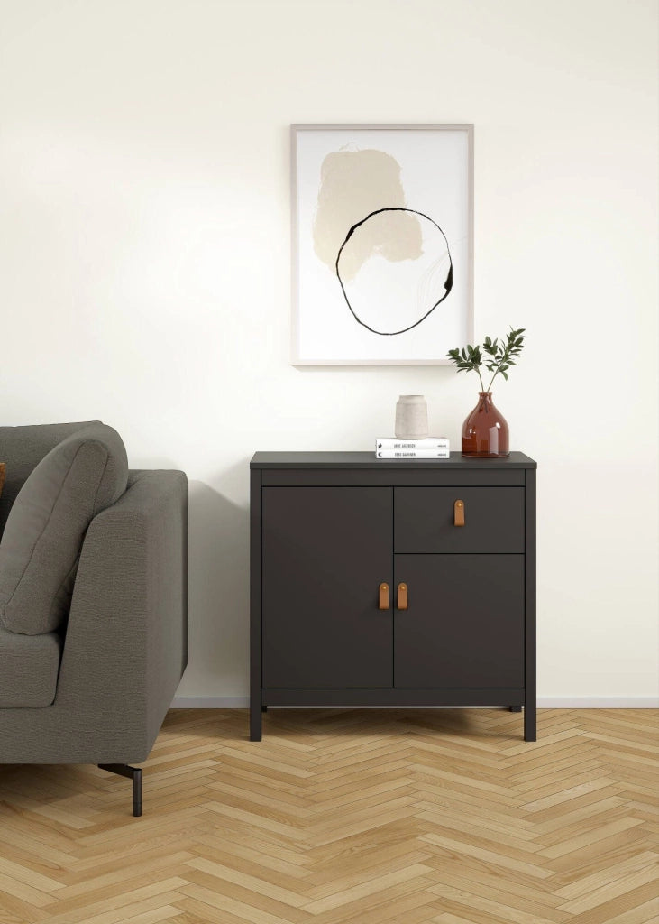 Credenza Romagna, Buffet da soggiorno, Madia da salotto, Dispensa da cucina, 82x38 h80 cm, Nero