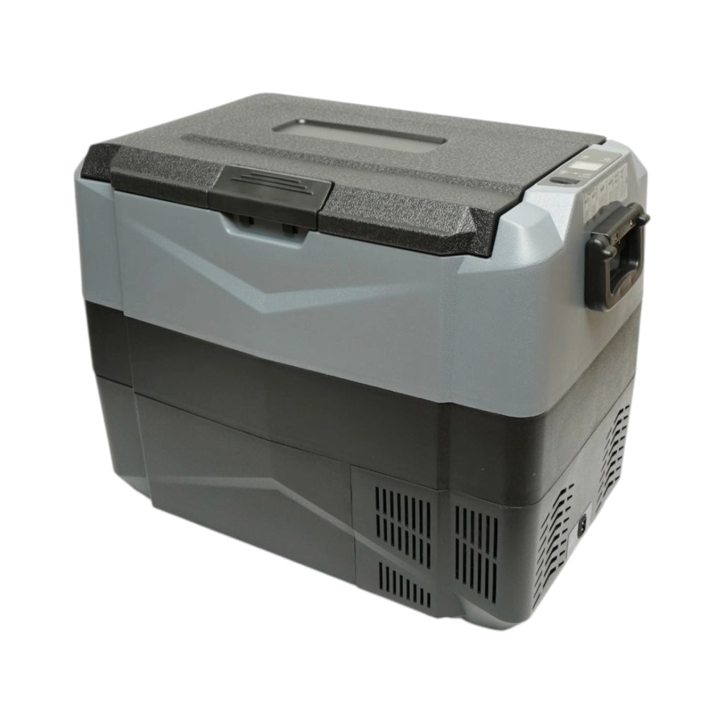 Frigorifero per auto 45L con compressore 12V-24V-220V, 60W, display LCD, doppia zona di raffreddamento, USB 630x390x490mm