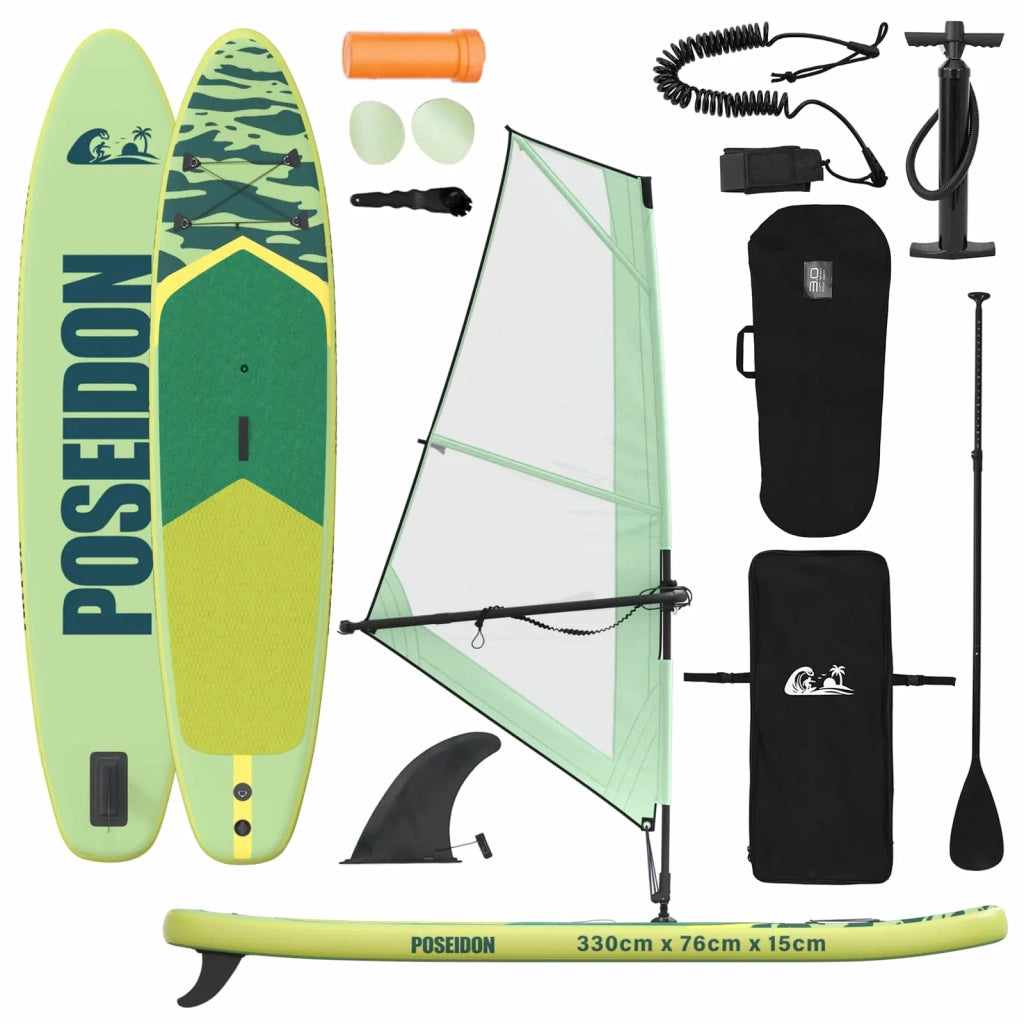 SUP gonfiabile con vela POSEIDON 330 x 76 x 15 cm Verde per 42039138
