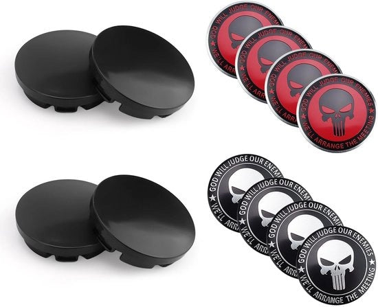 Fascette 56 mm - Pacchetto da 4 pezzi con 8 adesivi a doppia faccia, in ABS - Per decorare i fori delle ruote