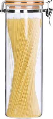 Contenitore di stoccaggio per muesli, cucina, ermetico, chiusura metallica, contenitori di stock con coperchio, vetro di borosilicato di alta qualità grande, contenitore di caffè, contenitore di vetro, coperchio in legno per cereali, caffè in grani, pasta
