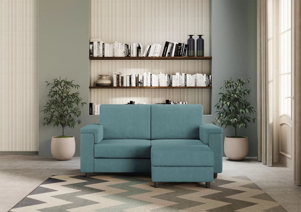 Divano marrak 2 posti (due sedute da 60cm) + pouf misure esterne l.148 p.155 | petrolio - Mobili 2G