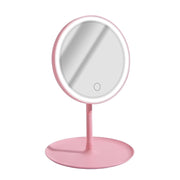 Specchio da trucco rotondo a LED con base e controllo frontale Rosa Avizar