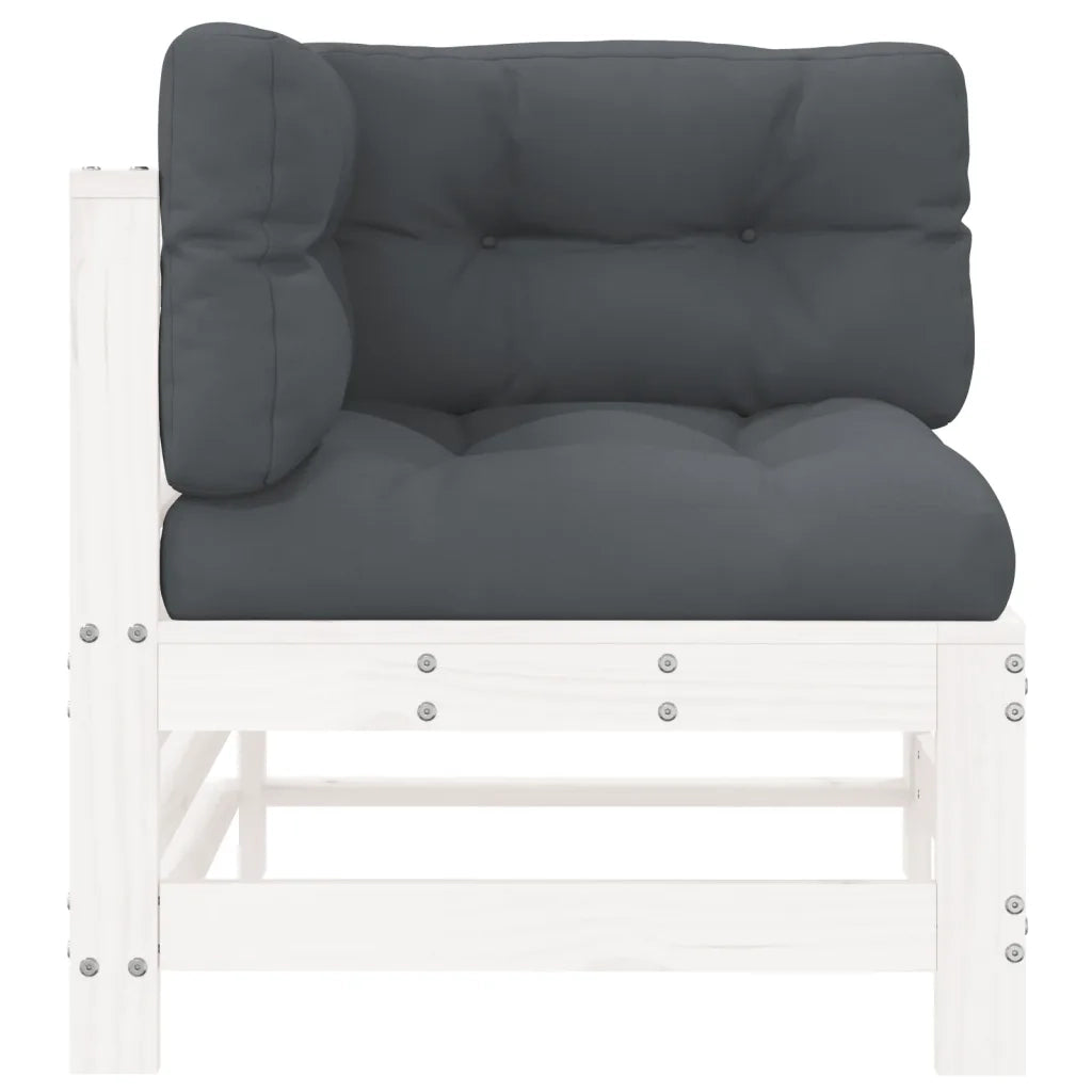 Divano Angolare con Cuscini-Sofa con Cuscini in Legno Massello di Pino Bianco 580167