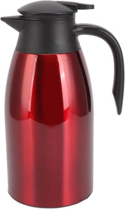 Dispensatore di acqua calda da 2 litri in acciaio inossidabile a vuoto - isolato - per tè e caffè - colore vino (rosso)