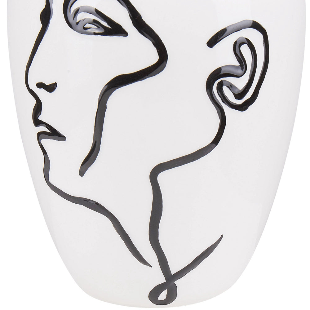 Vaso per fiori bianco con motivo viso decorazione per la casa in gres porcellanato impermeabile