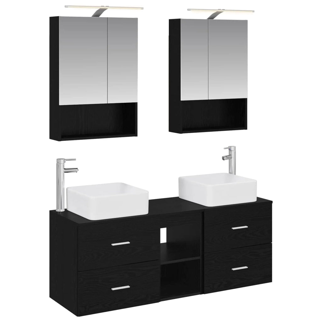 Set di mobili per il bagno 5 pcs Rovere Nero 3406760