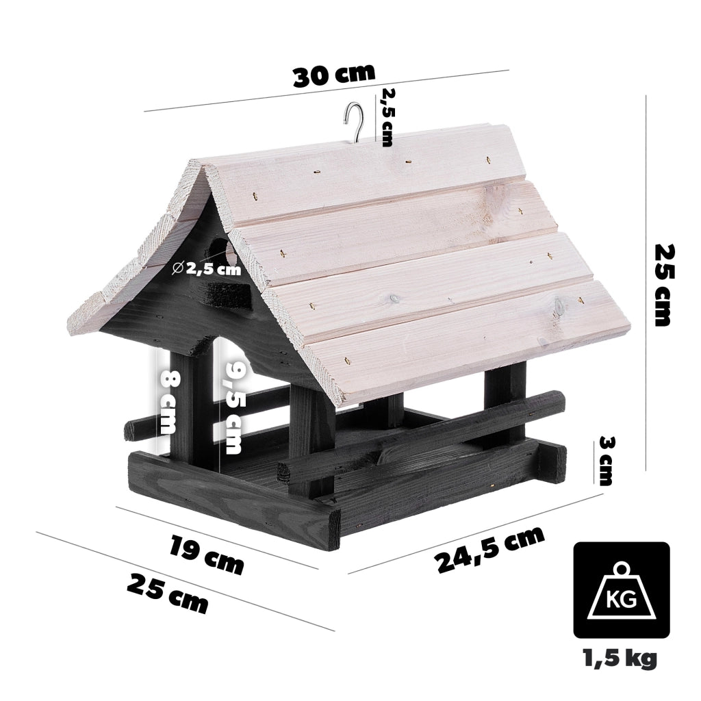 KADAX Grande mangiatoia per uccelli in legno da appendere, decorazione da giardino.