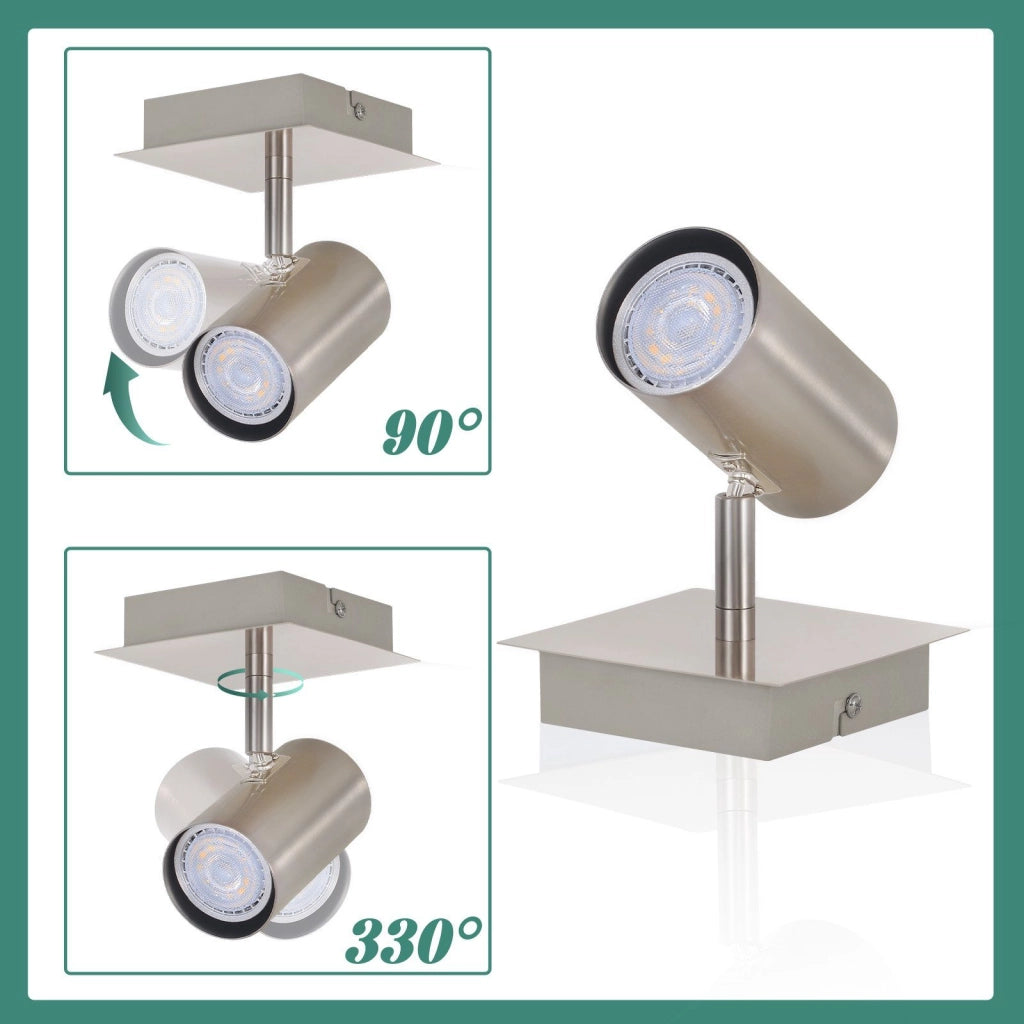 ZMH Faretto da Soffitto 1 Pezzo Nichelato Orientabile 330° GU10 per Corridoio Senza Lampadina