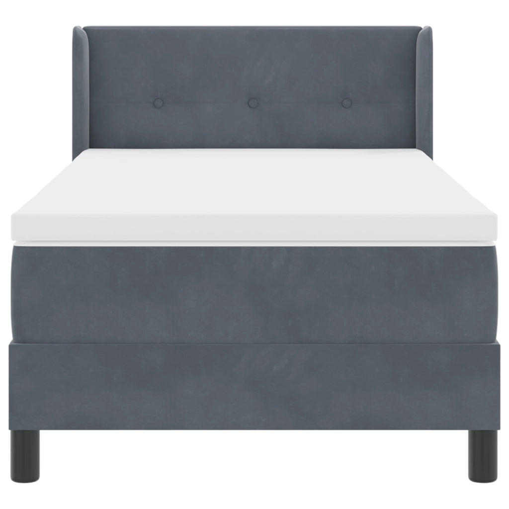 Letto a Rete con Materasso Grigio Scuro 90x190 cm Velluto