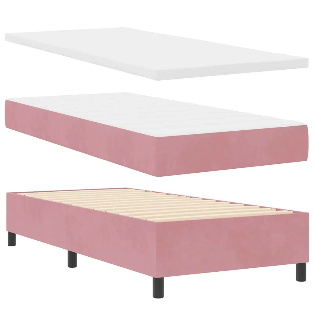 Letto a molle con testiera Rosa 190 x 90 cm Velluto 3344551