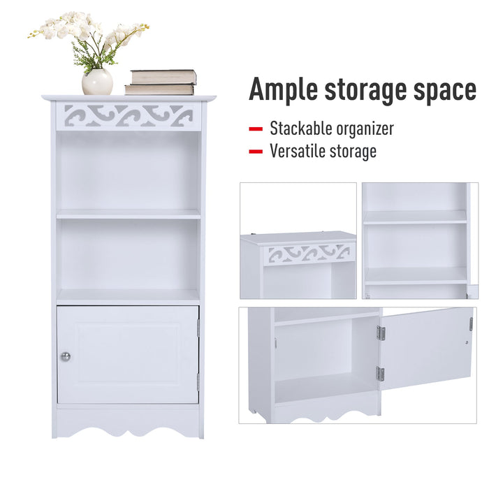 Mobiletto da Bagno in 40x23x80 cm  Floreale Bianco