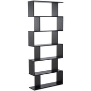 LIBRERIA DESIGN MODERNO IN LEGNO CON 6 RIPIANI 80 X 23 X 192 CM NERO