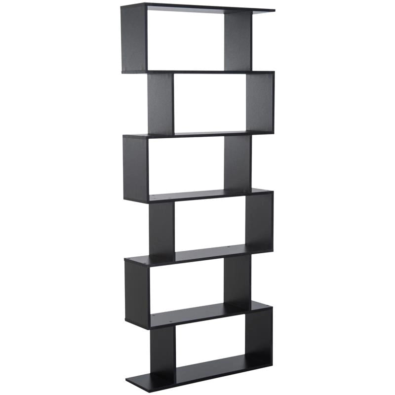 LIBRERIA DESIGN MODERNO IN LEGNO CON 6 RIPIANI 80 X 23 X 192 CM NERO