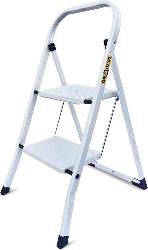 Scaffale a 2 gradini Scala metallica Carrello di sollevamento pieghevole con superficie antiscivolo Corda di sicurezza