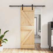 Porta scorrevole Naturale e Nero 70 x 210 cm 3444894