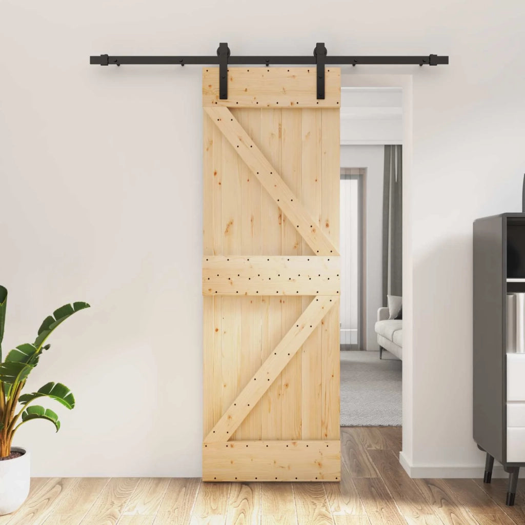 Porta scorrevole Naturale e Nero 70 x 210 cm 3444894
