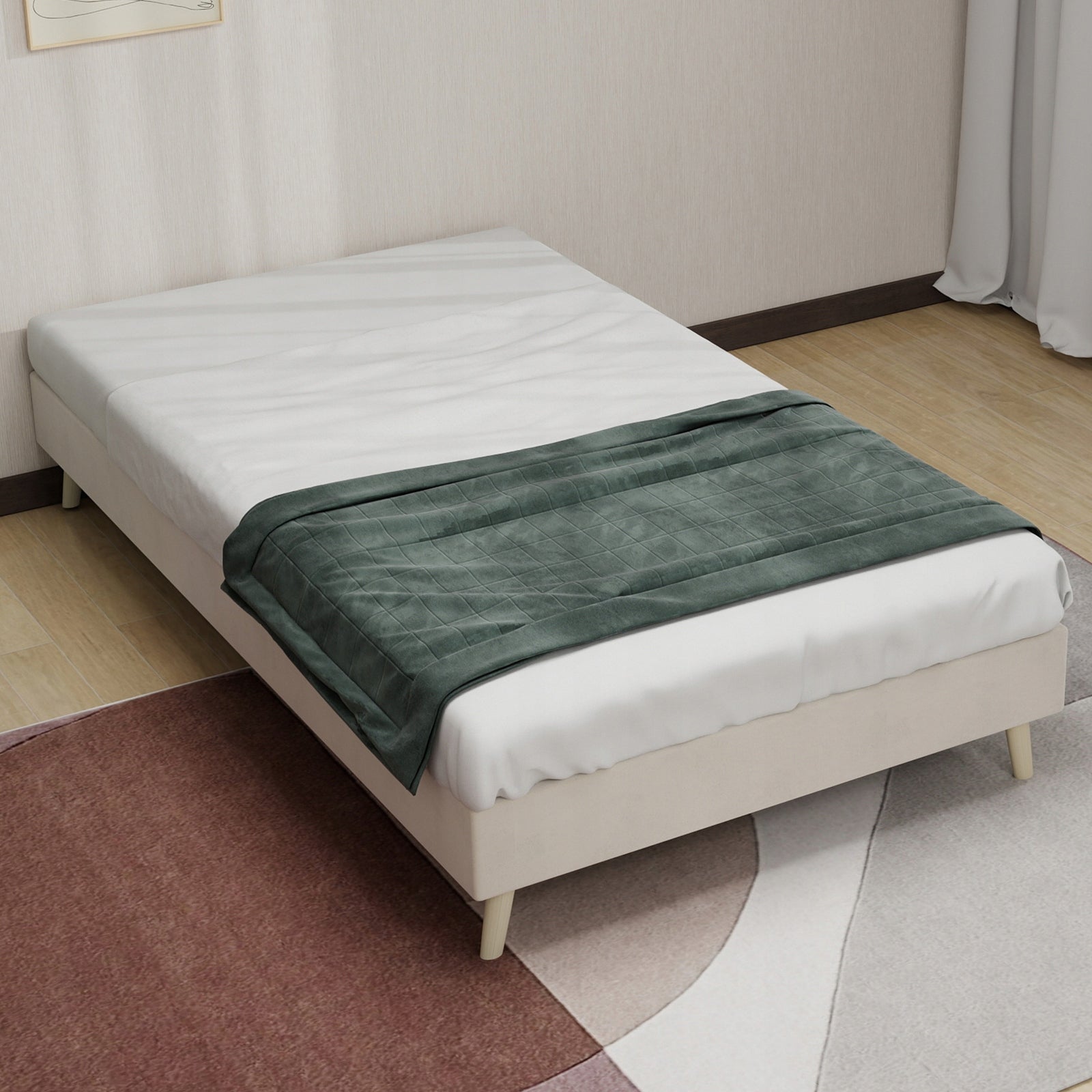 Letto singolo 90x200 - Xylo - Beige velluto olandese